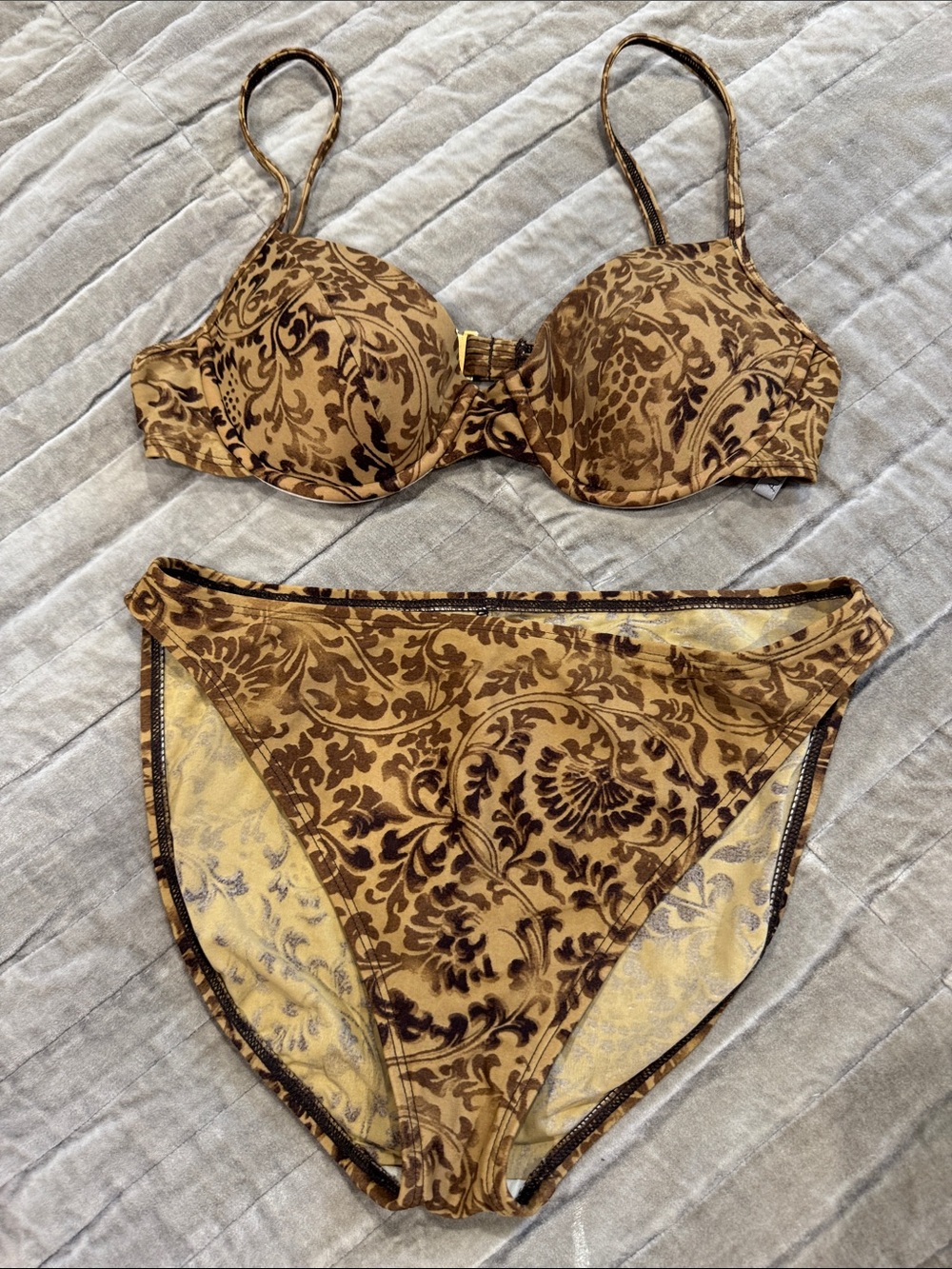 Anne Klein Brown Floral Underwire Bikini Set size10